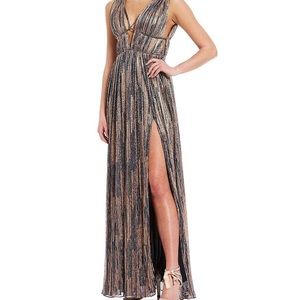 GB Social High Side Slit Metallic Long Dress